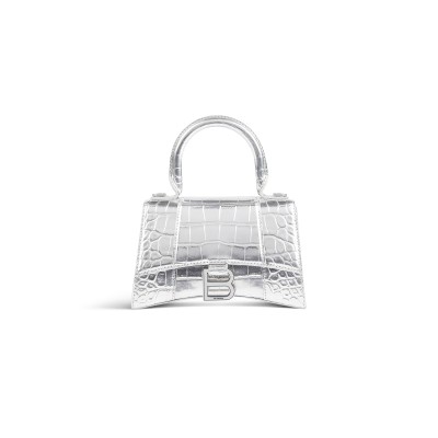 BALENCIAGA WOMEN'S HOURGLASS HANDBAG XS IN SILVER 5928331S4CY8110 (18.8*13*7.9cm)